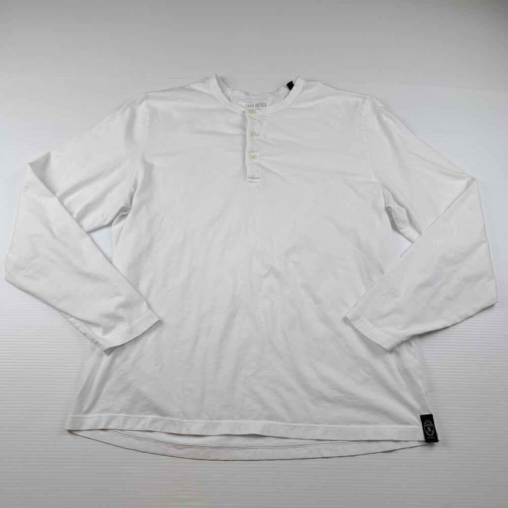 Todd Snyder Shirt Mens XL White Long Sleeve Henley Premium Jersey USA Cotton